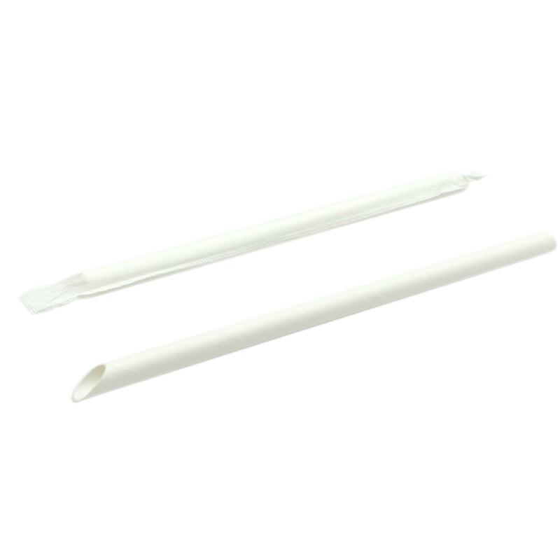 SLIPCOVER PAPER STRAW 12mm*21cm - (White)