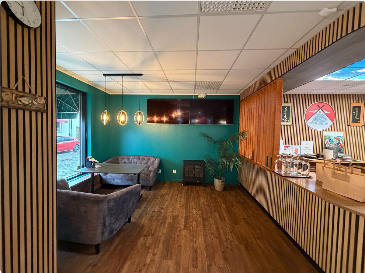 Interior of Khaan Sushi in Eslöv, photographed while preparing for its September 2026 bubble tea course.